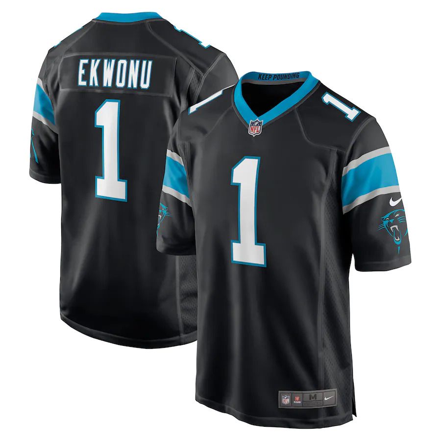 Men Carolina Panthers #1 Ikem Ekwonu Nike Black 2022 NFL Draft First Round Pick Game Jersey